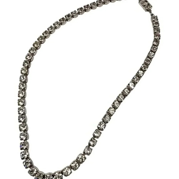 Vintage NWT 60s-70s Clear Rhinestone Necklace Bracelet Earrings Set Silver Tone - Picture 4 of 6